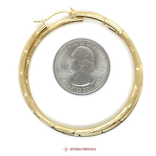 14K Gold Textured Hoop Earrings (UN-2610)