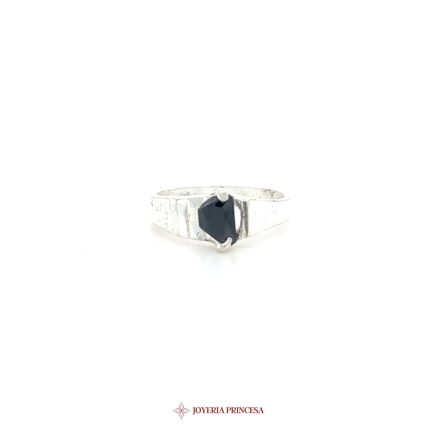 Kids Silver Ring with Black Stone