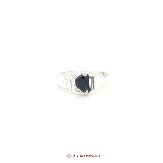 Kids Silver Ring with Black Stone