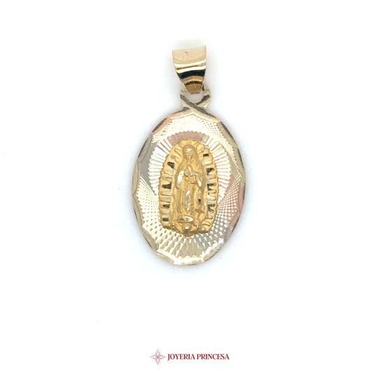 14K Virgen de Guadalupe Pendant with Textured Finish