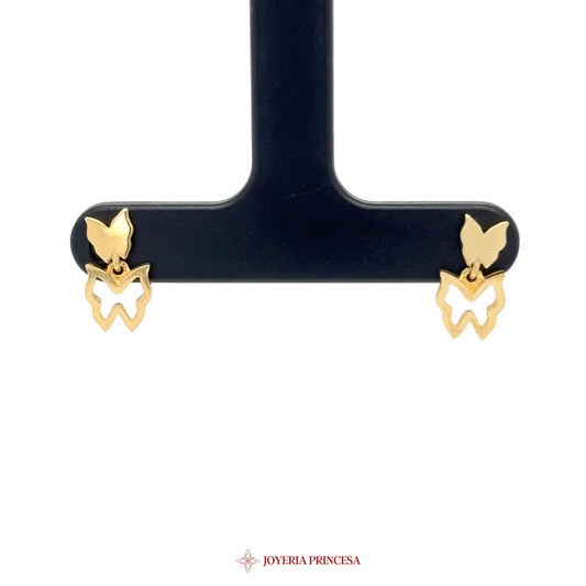 14K Gold Butterfly Dangle Earrings