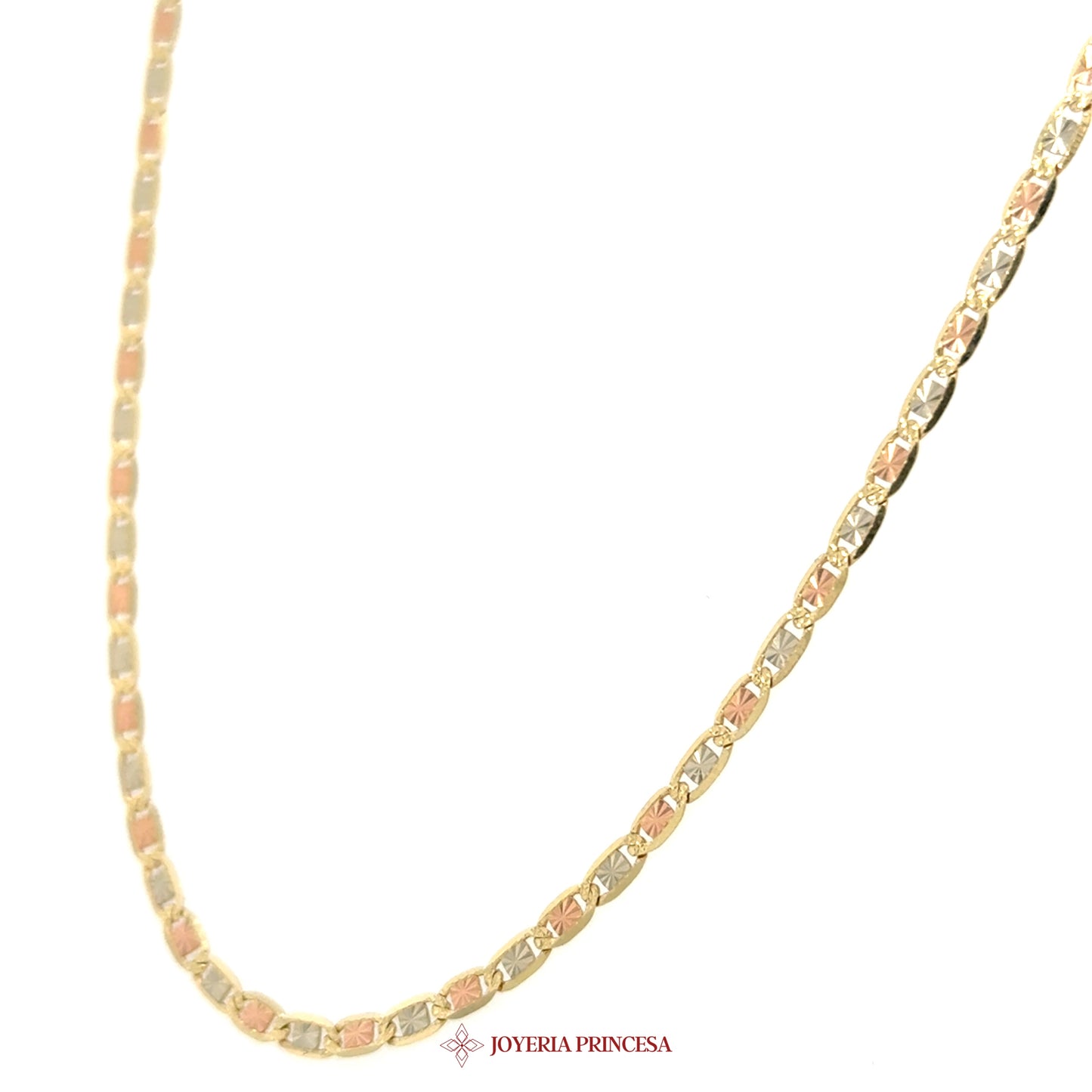 14K 24in 2.7mm Valentino Necklace with Quinceañera Motif in Two-Tone