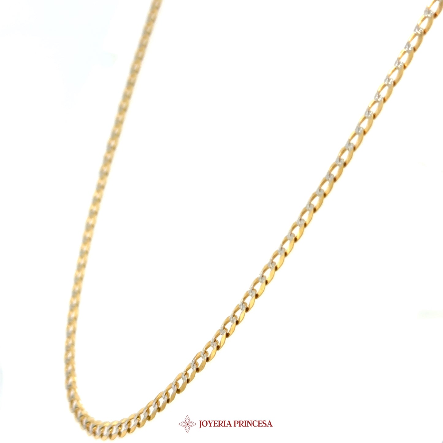 10K 22in 3.1mm Two-Tone Curb Necklace in 10K Gold