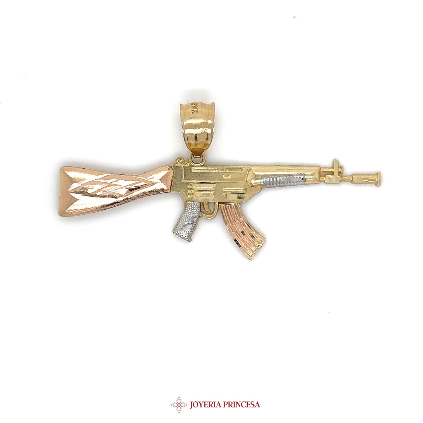 10K Gold Pendant - AK-47 Motif with Two-Tone Finish