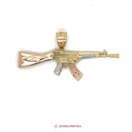 10K Gold Pendant - AK-47 Motif with Two-Tone Finish