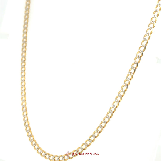 10K 18in 3.1mm Two-Tone Curb Necklace with DC Motif