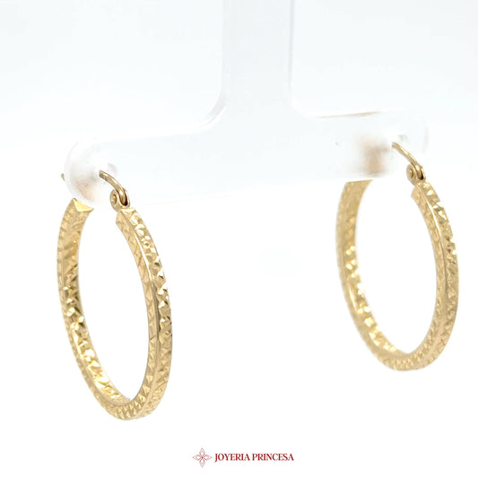 14K Gold Hammered Hoop Earrings