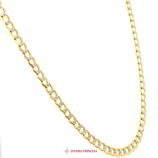 14K 22in 3.7mm Curb Necklace with Alternating Gold and Silver Links