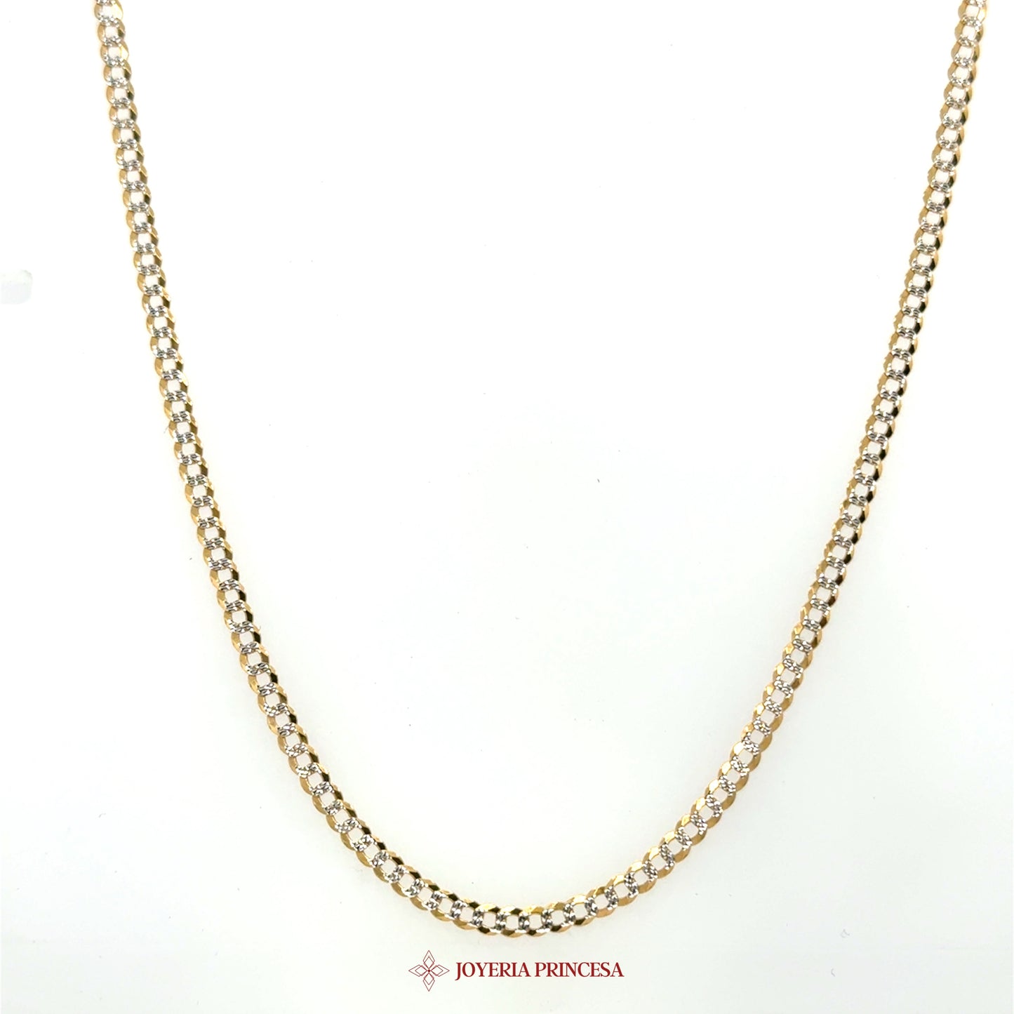 14K Solid Two-Tone Yellow Gold Curb Chain