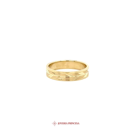 10K Yellow Gold Wedding Band Ring with Textured Design