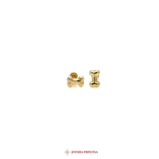 10K Gold Dog Bone Stud Earrings