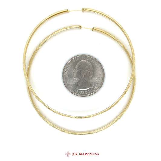 14K Gold Textured Hoop Earrings (UN-2608)