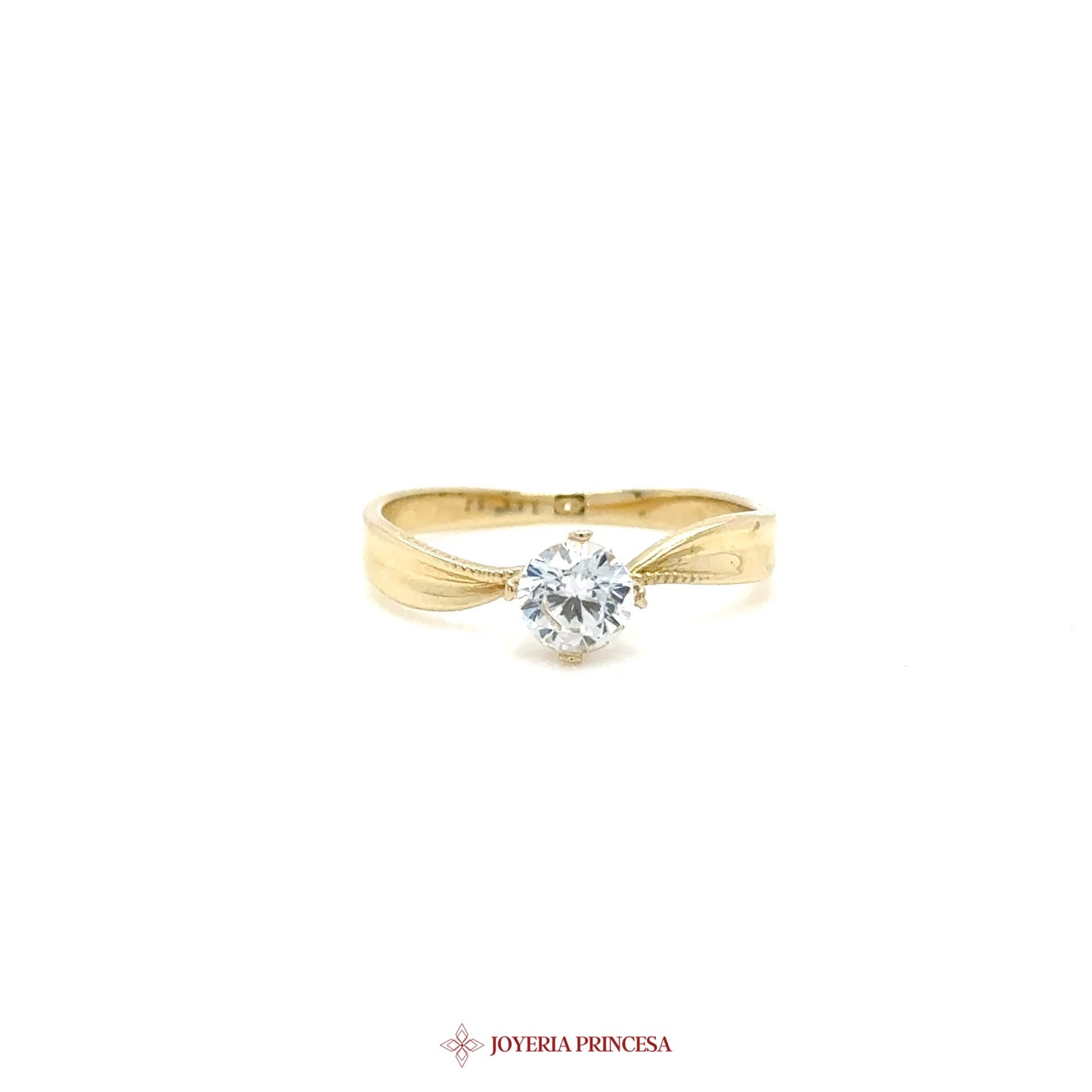 14K Gold Engagement Ring with CZ Center Stone