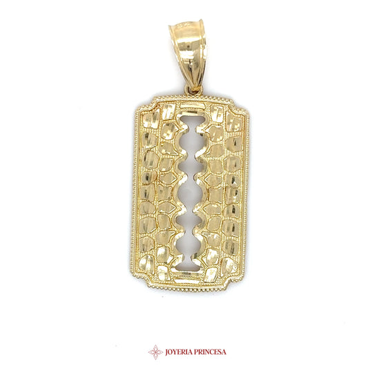 10K Gold Decorative Pendant with Unique Cut-Out Design