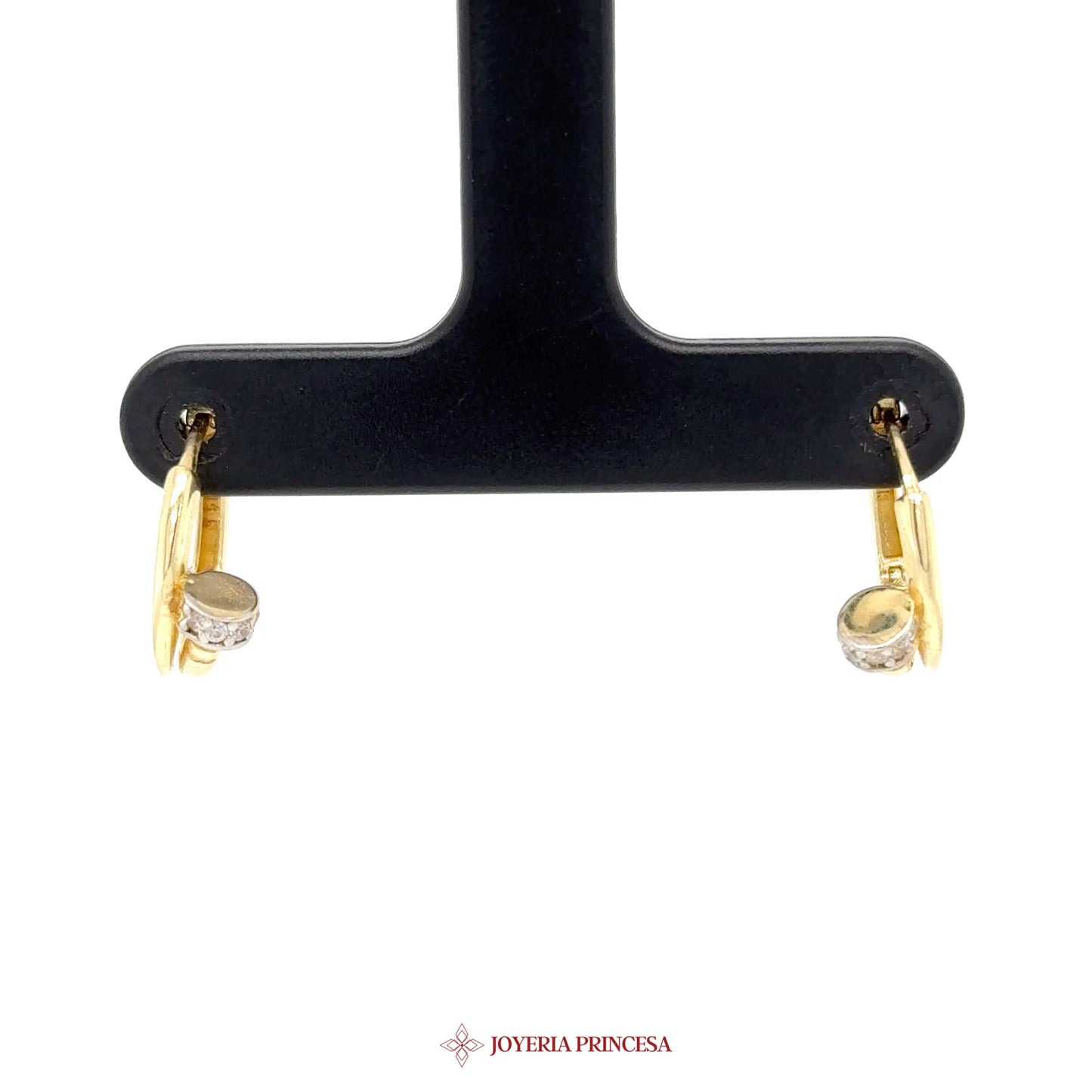 14K Gold Huggie Earrings with CZ Stones [UN-2658]