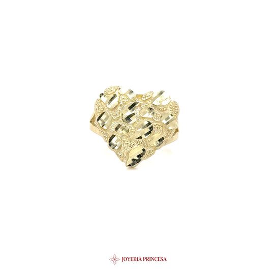 10K Gold Nugget Heart Ring