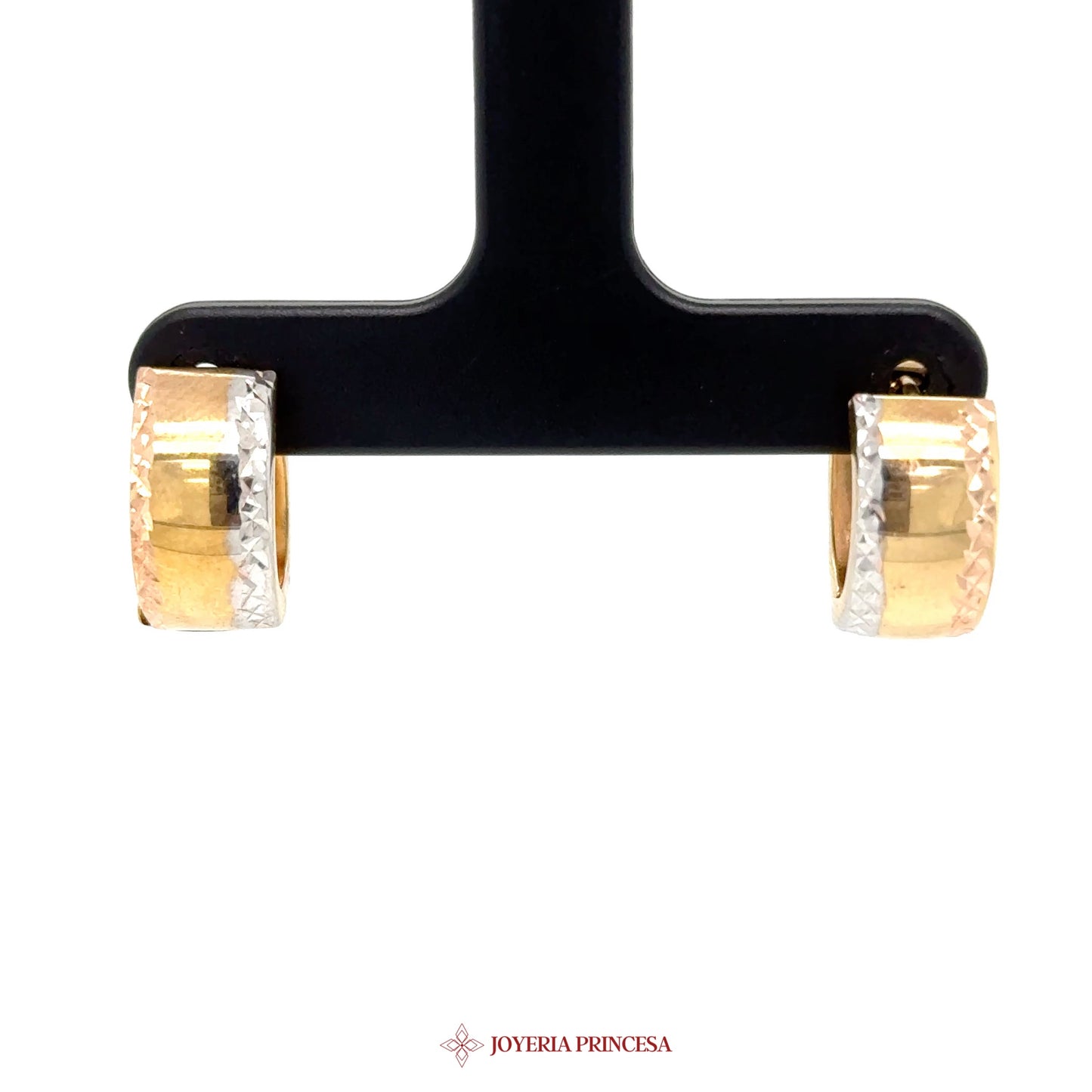 14K Gold Huggie Earrings with Simulated Diamond Accents