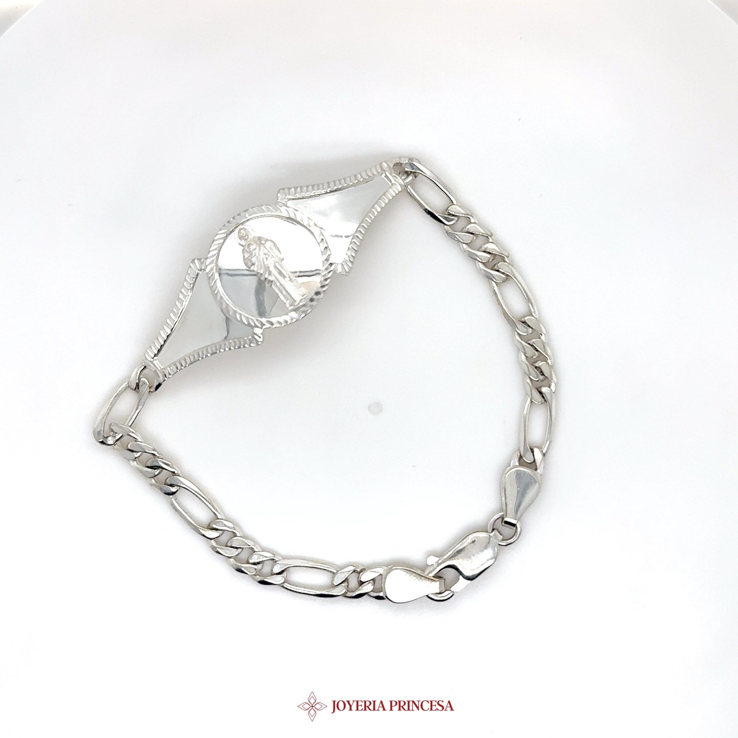 Silver San Judas Bracelet with Religious Motif