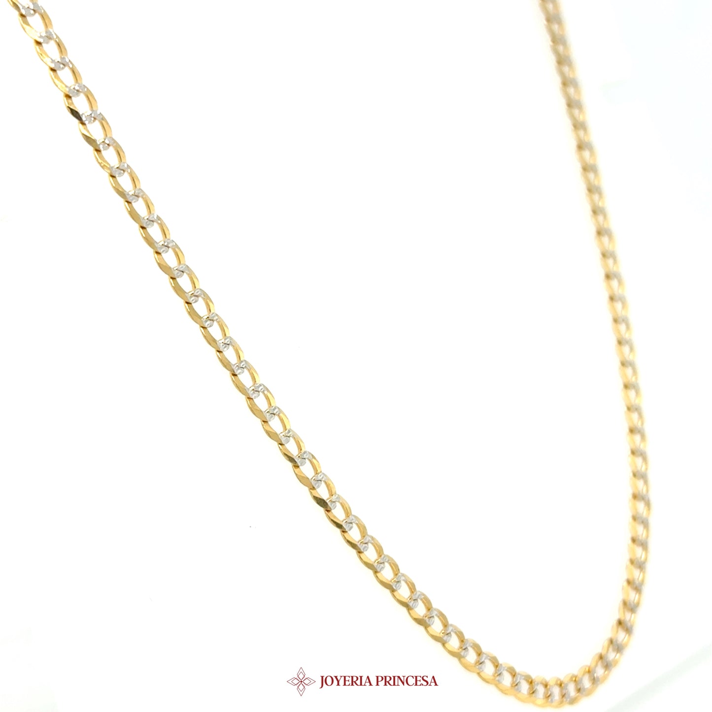 10K 24in 3.2 mm Two-Tone Curb Necklace - DC