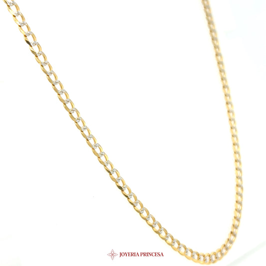 10K 24in 3.2 mm Two-Tone Curb Necklace - DC