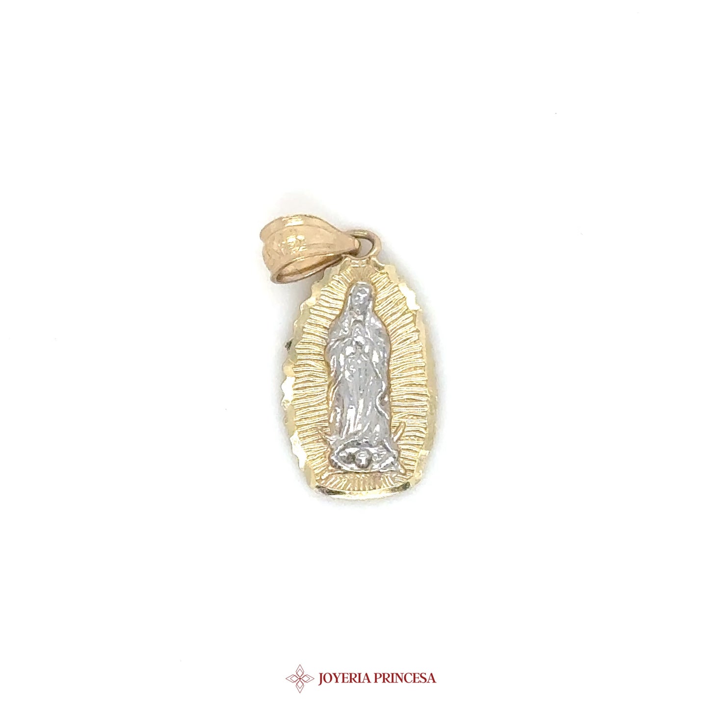 14K Virgen de Guadalupe Pendant with Gold and Silver Motif