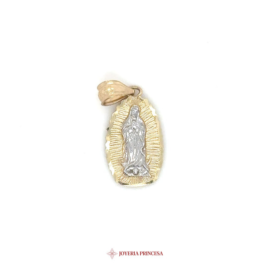 14K Virgen de Guadalupe Pendant with Gold and Silver Motif