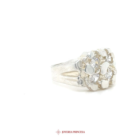 Rings in Jewelry Silver Nugget Ring with Simulated Stones