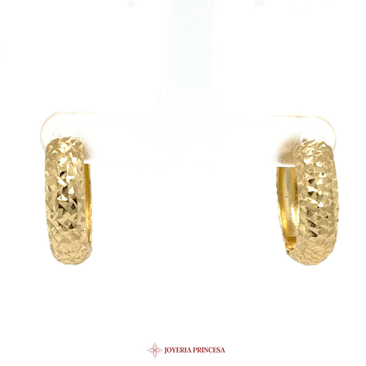 14K Gold Textured Hoop Earrings (UN-2548)
