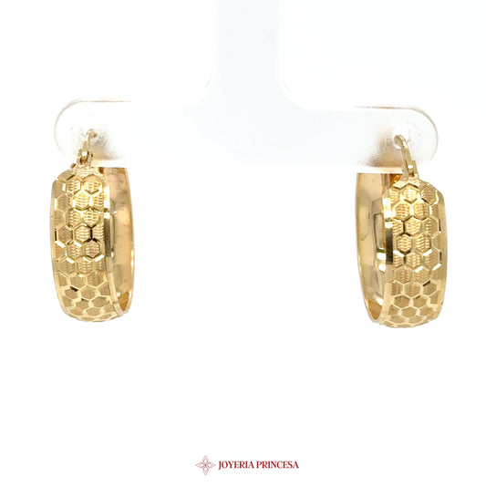 14K Gold Honeycomb Hoop Earrings
