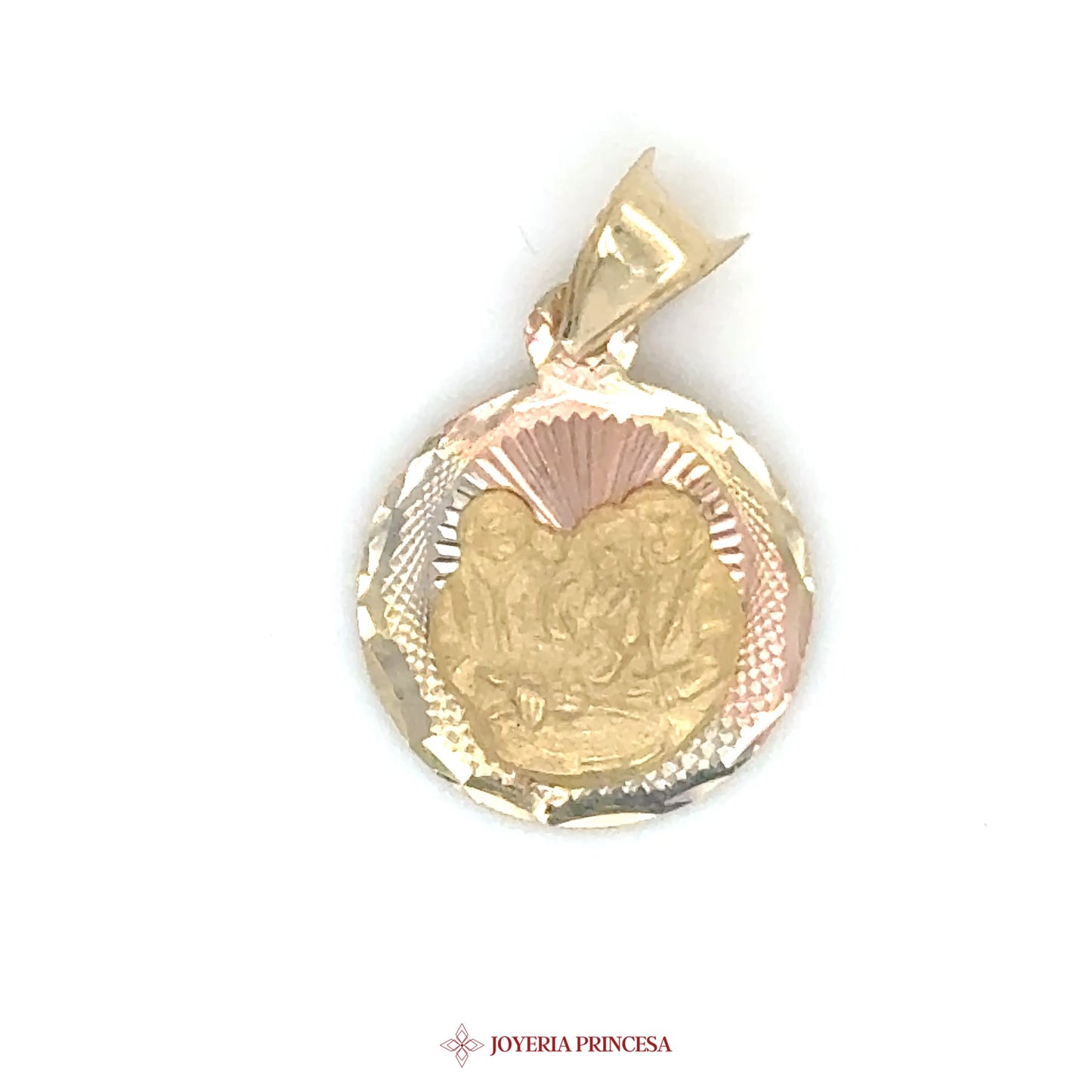 14K Religious Pendant for Kids - Bautizo Motif with Gold Accents