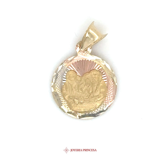 14K Religious Pendant for Kids - Bautizo Motif with Gold Accents