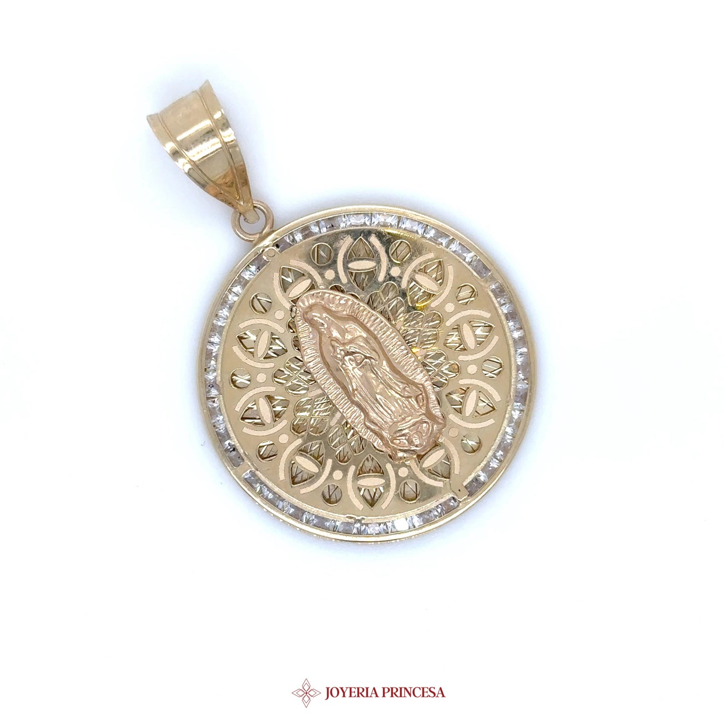 10K Virgen de Guadalupe Pendant with Textured Design