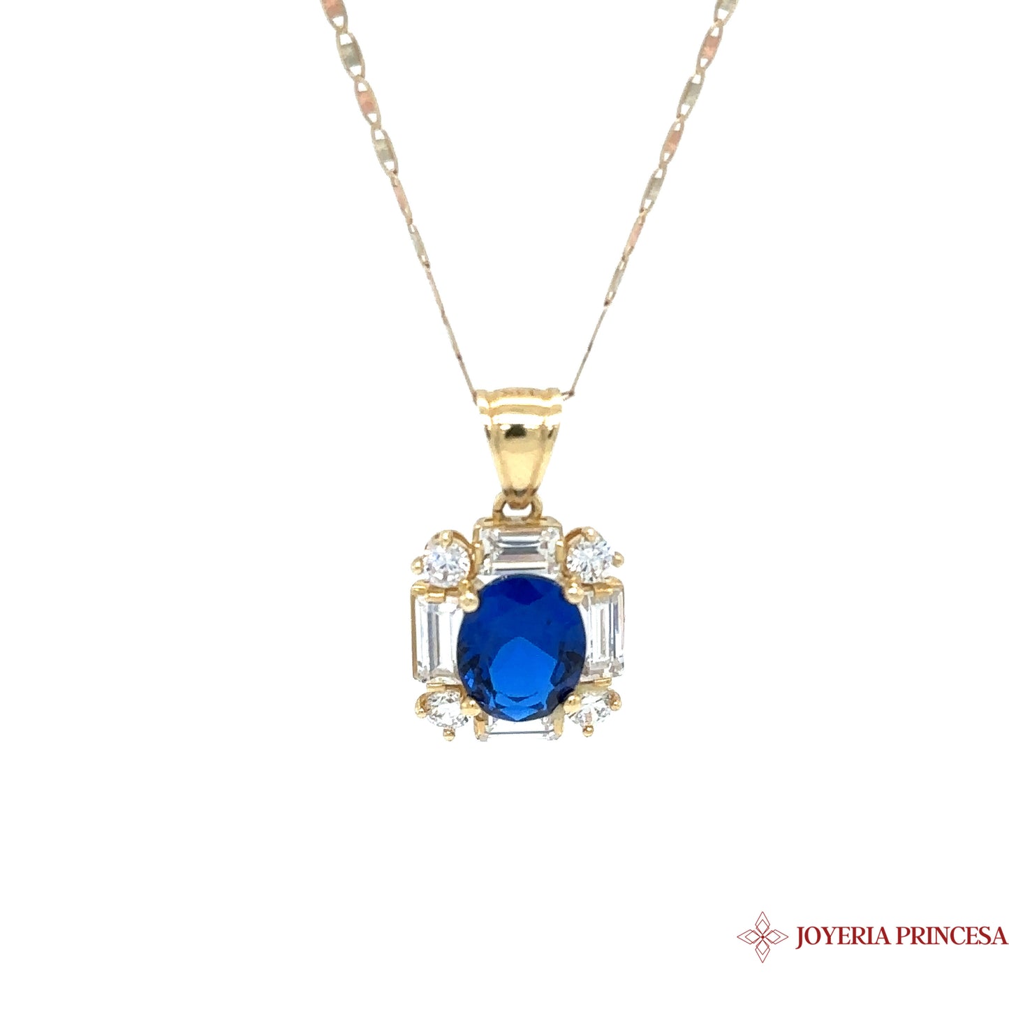 14K Blue Pendant + Necklace