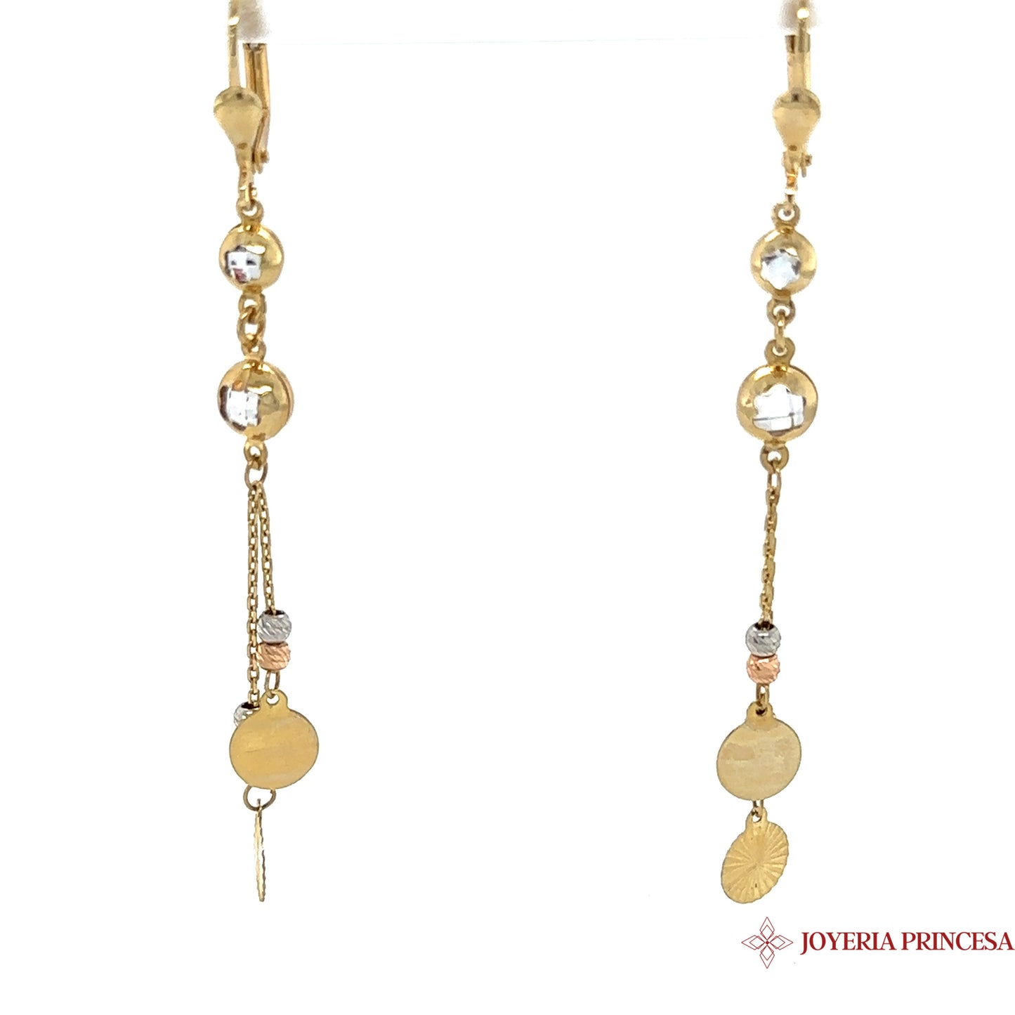 14K Dangling Medal Earrings